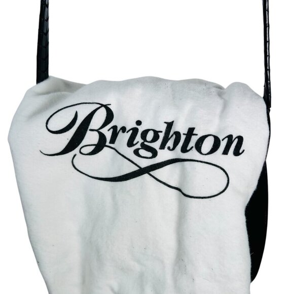 Brighton Collection 90s Turn Lock Shoulder Crossbody Handbag Leather Black - Picture 7 of 9